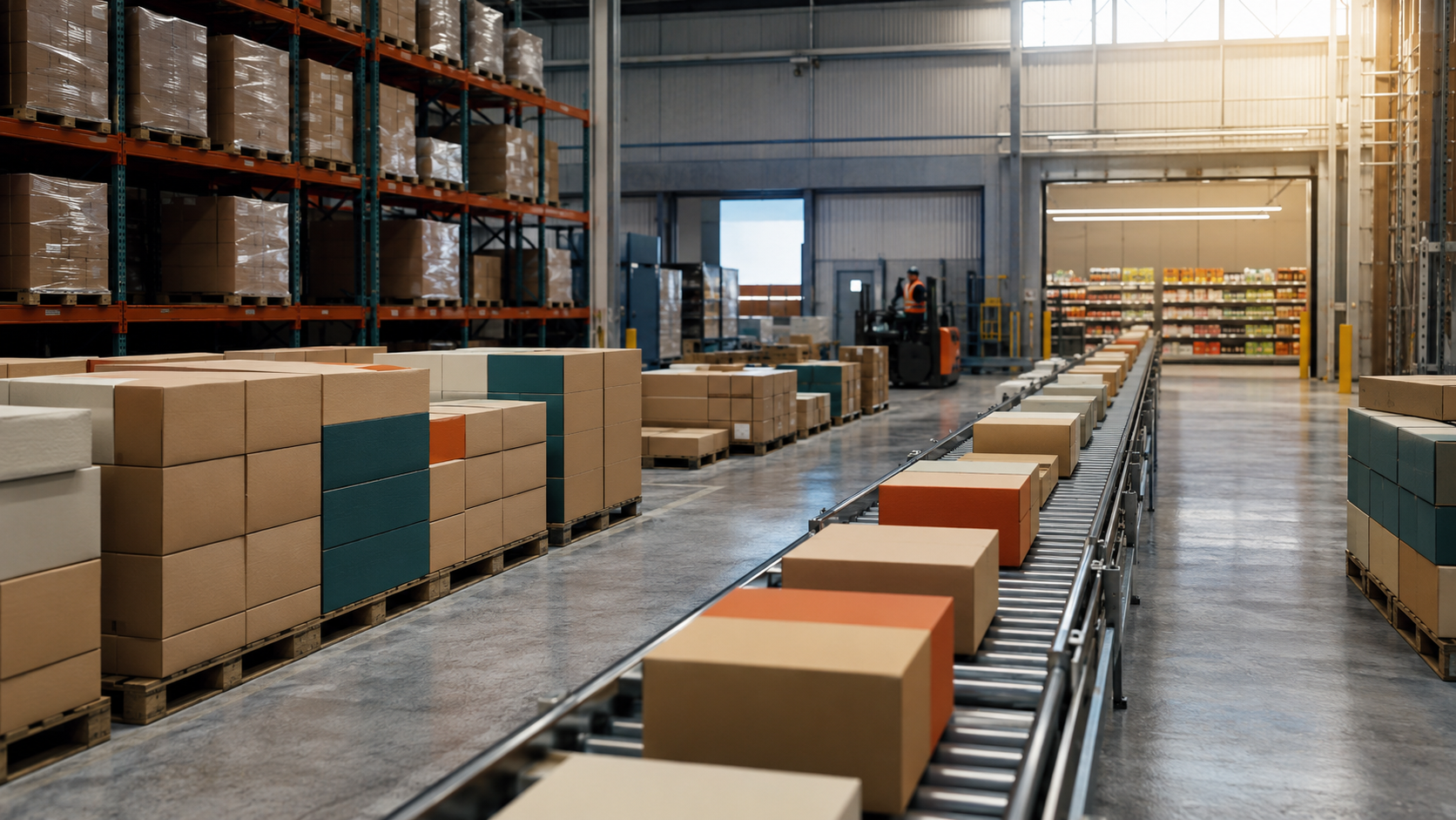 Warehouse distribution aisle representing life after distributor acceptance